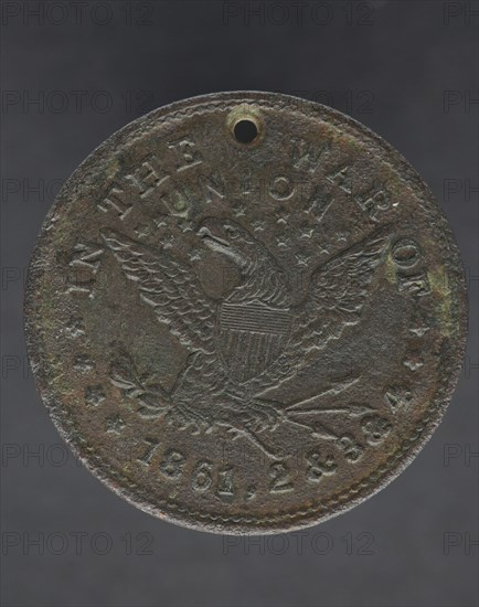 Identification tag for Cornelius Robinson, with American eagle, 1864. Creator: Unknown.