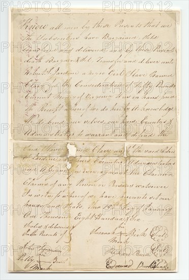 Bill of sale for a girl named Clary purchased by Robert Jardine for 50 pounds, January 15, 1806. Creator: Unknown.