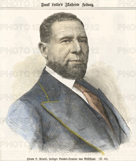 Lithographic print of Hiram Revels, ca. 1870. Creator: Unknown.