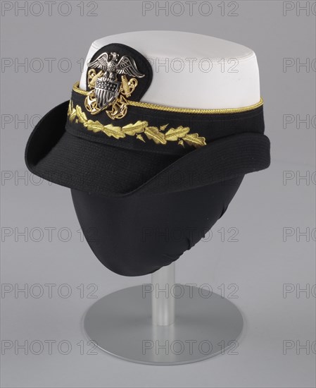 US Navy dress uniform hat worn by Admiral Michelle Howard, 1999. Creator: Kingform Cap Company, Inc.