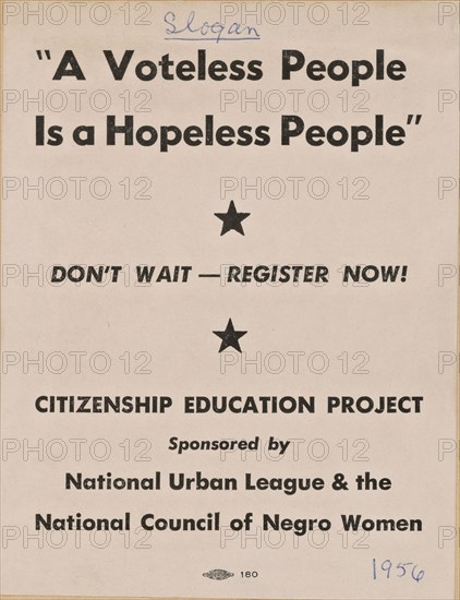 Flyer promoting the Citizenship Education Project, 1956. Creator: Unknown.