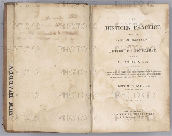 The Justices' Practice Under the Laws of Maryland, 1861. Creator: Unknown.