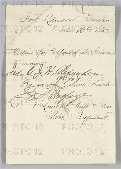 Officer of the Guard order issued to John H. Alexander, October 10, 1887. Creator: Unknown.