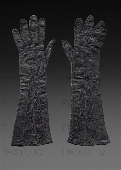 Pair of black leather gloves from Mae's Millinery Shop, 1941-1994. Creator: Unknown.