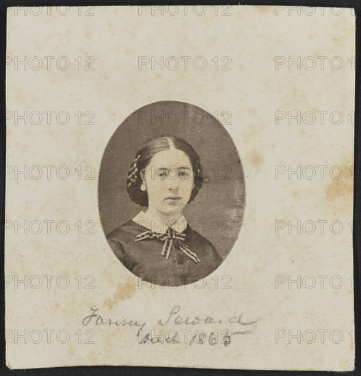 Albumen portrait of Fanny Seward mounted on paper, ca. 1860. Creator: Unknown.