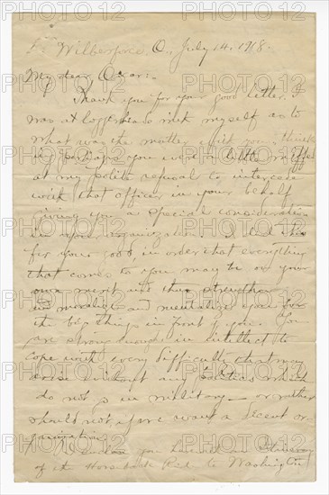 Letter to Oscar W. Price from Colonel Charles Young, July 14, 1918. Creator: Charles Young.