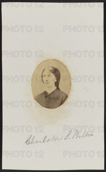 Albumen portrait of Charlotte S. Poulton mounted on paper, ca. 1865. Creator: Unknown.