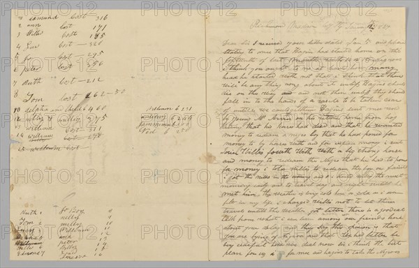 Letter to Giles Saunders from Samuel Fox regarding the slave trade, January 14, 1847. Creator: Samuel M. Fox.