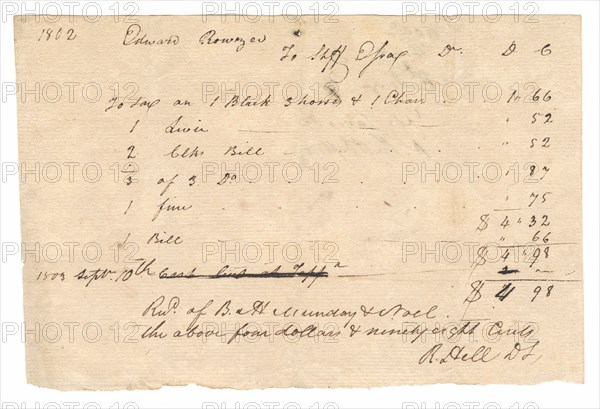 Record of taxes on property, including enslaved persons, owned by Edward Rouzee, September 1803. Creator: Unknown.