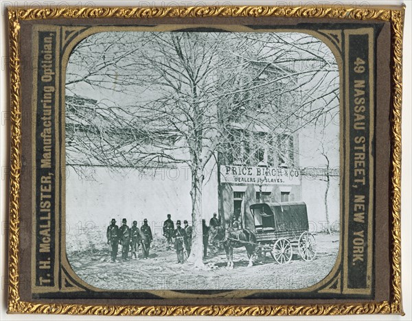 Lantern slide of the slave dealers, Birch & Co., in Alexandria, Virginia, 1862. Creator: Matthew Brady.