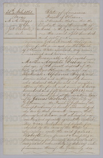 Deed of sale for an enslaved man named John, March 30, 1861. Creator: John French Coffey.