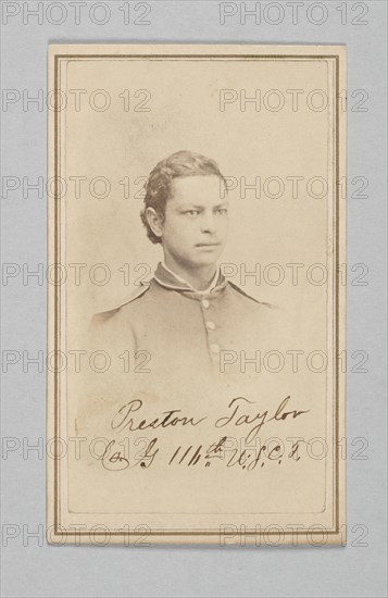 Carte-de-visite of Preston Taylor as a drummer with the 116th USCT, ca. 1866. Creator: Louis Isaac Prince.