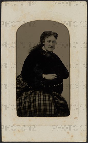 Tintype portrait of Mrs. Annie Cox, ca. 1865. Creator: Hall's Tintype & Ferrotype Gallery.