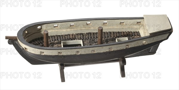 Folk art model of a slave ship on stand, 1890-1950. Creator: Unknown.