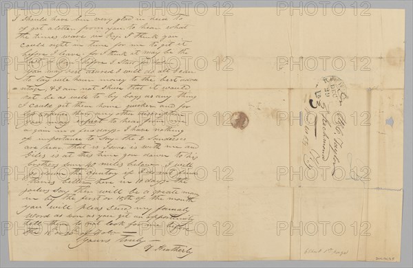 Letter to M. C. Taylor from T. Heatherly regarding the slave trade, December 28, 1840. Creator: T. Heatherly.