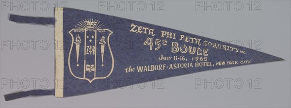 Pennant for the Zeta Phi Beta sorority's 45th Boulé, 1965. Creator: Unknown.
