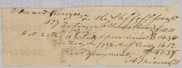 Record of taxes on property, including enslaved persons, owned by Edward Rouzee, October 20, 1827. Creator: Unknown.