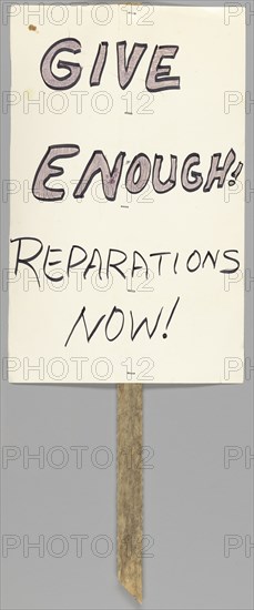Placard calling for reparations for the Tulsa Race Massacre, ca. 2001. Creator: Unknown.