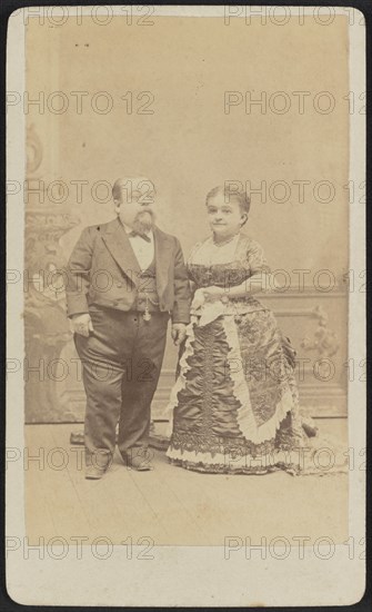 Carte-de-visite portrait of Tom Thumb and Lavinia Warren, 1880-1883. Creator: Unknown.