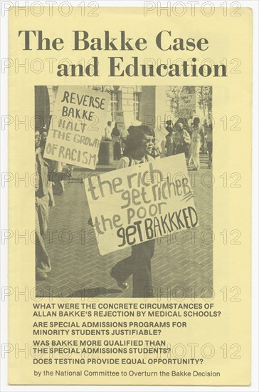 'The Bakke Case and Education', ca. 1978. Creator: Unknown.