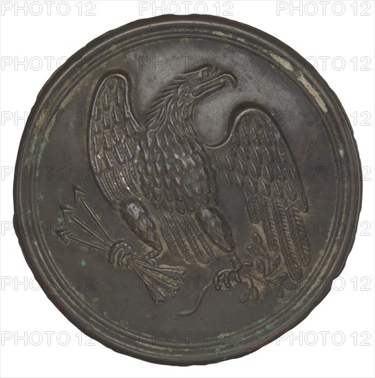 Plate with a stamped brass eagle design from a cartridge box belt, 1862-1865. Creator: Warren H. Wilkinson.