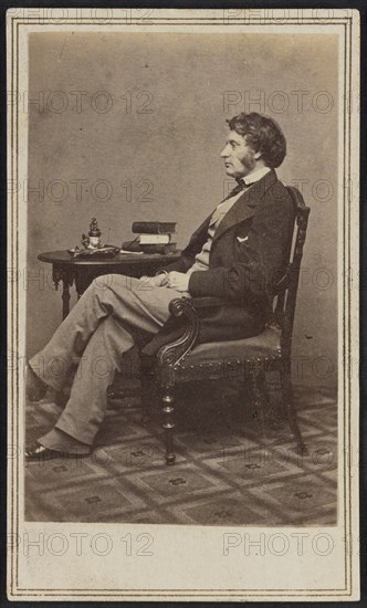 Carte-de-visite portrait of Charles Sumner, 1860s. Creators: Mathew Brady, Charles Sumner.