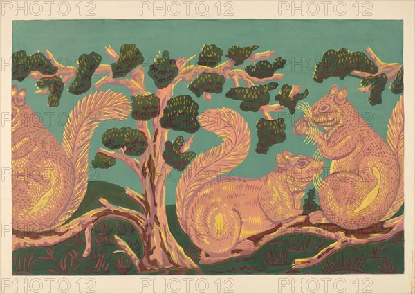 Bandbox Design - Squirrels, c. 1938. Creator: Isabella Ruth Doerfler.