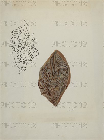 Calico Printing Block, c. 1941. Creator: George File.