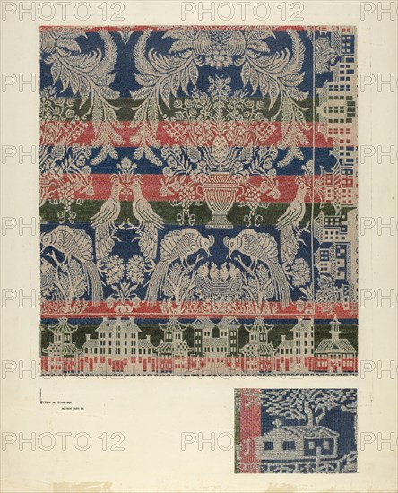 Coverlet, "Boston Town", c. 1940. Creator: Byron Dingman.