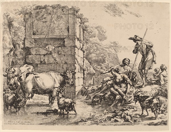 Cow Drinking, 1680. Creator: Nicolaes Berchem.