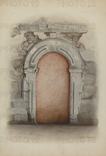 Doorway, Stone, 1939. Creator: Juanita Donahoo.