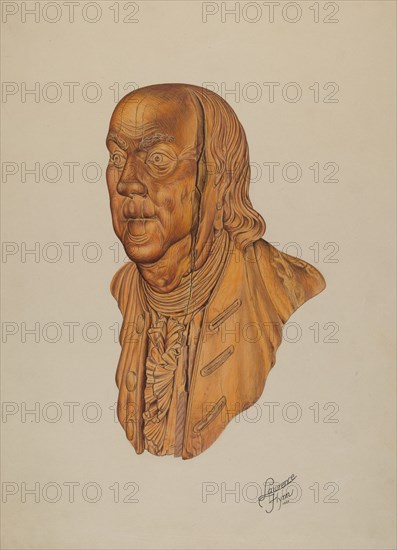 Figurehead: Benjamin Franklin, 1937. Creator: Lawrence Flynn.