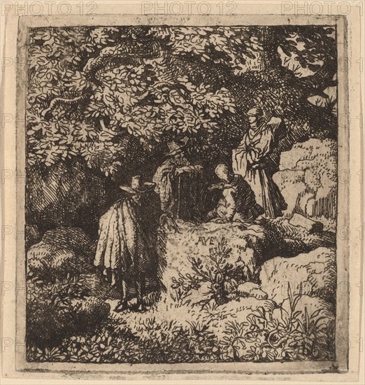 Four Figures under a Tree, probably c. 1645/1656. Creator: Allart van Everdingen.