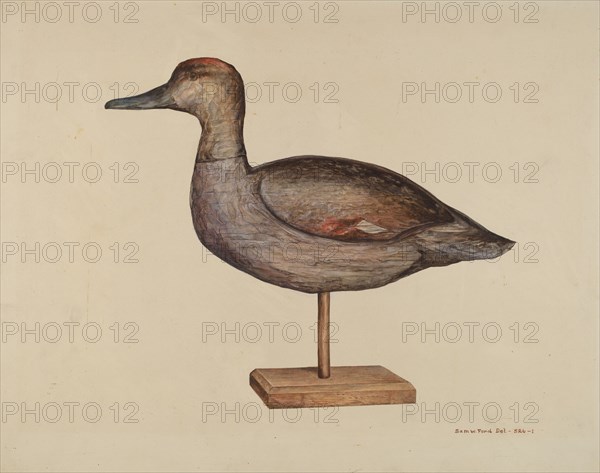 Gadwall Decoy, c. 1939. Creator: Samuel W. Ford.