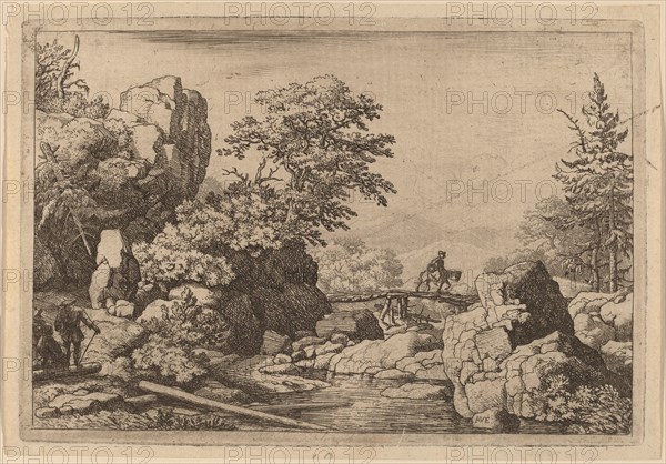 Horseman on a Bridge, probably c. 1645/1656. Creator: Allart van Everdingen.