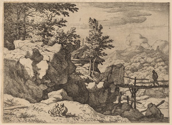 Man on a Small Wooden Bridge, probably c. 1645/1656. Creator: Allart van Everdingen.