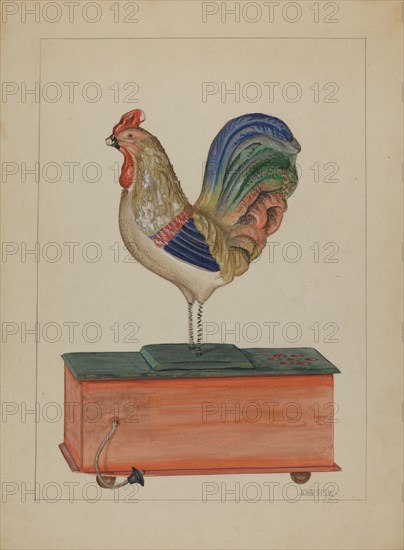 Pa. German Bellows Toy Rooster, c. 1936. Creator: John Fisk.