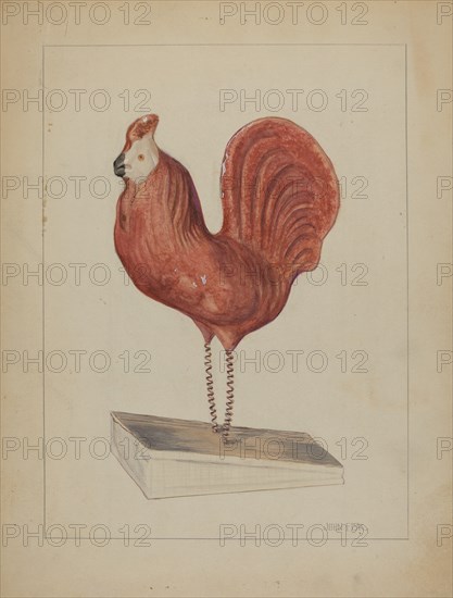 Pa. German Toy Bellows Rooster, c. 1936. Creator: John Fisk.