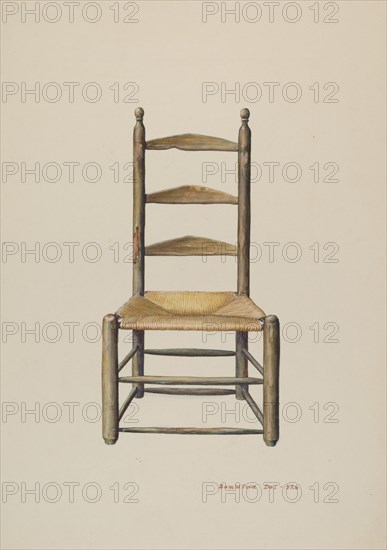 Pennsylvania Ladder Back Chair, 1935/1942. Creator: Samuel W. Ford.