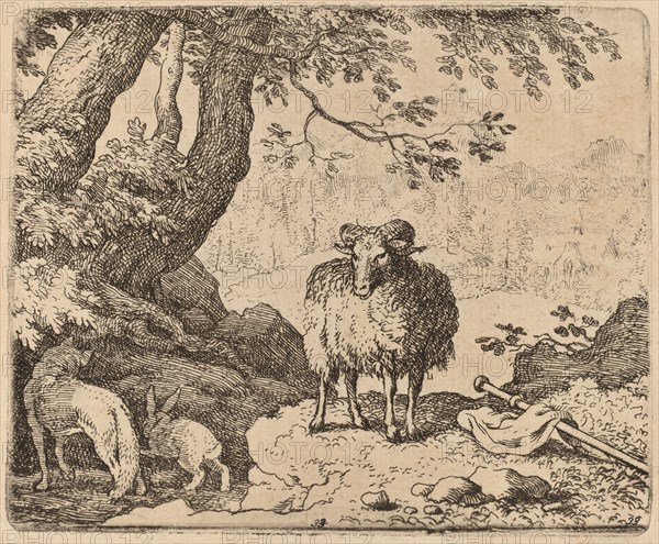 Reynard Returns Home, Accompanied by the Ram and the Rabbit, probably c. 1645/1656. Creator: Allart van Everdingen.