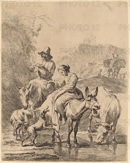 Shepherdess on a Donkey. Creator: Nicolaes Berchem.