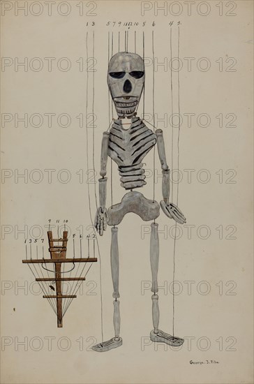 Skeleton Marionette, c. 1936. Creator: George File.