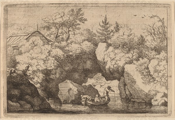 Skiff under a Cleft Rock, probably c. 1645/1656. Creator: Allart van Everdingen.