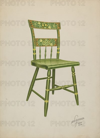 Stencilled Chair - One of Set of Six, 1938. Creator: Lawrence Flynn.
