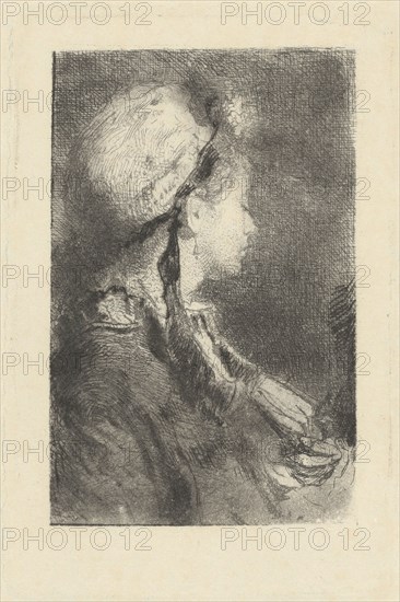 The Artist's Wife in Profile Facing Right, c. 1880. Creator: Mose, Bianchi.