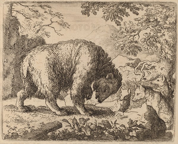 The Bear Distracted with Talk of Honey, probably c. 1645/1656. Creator: Allart van Everdingen.