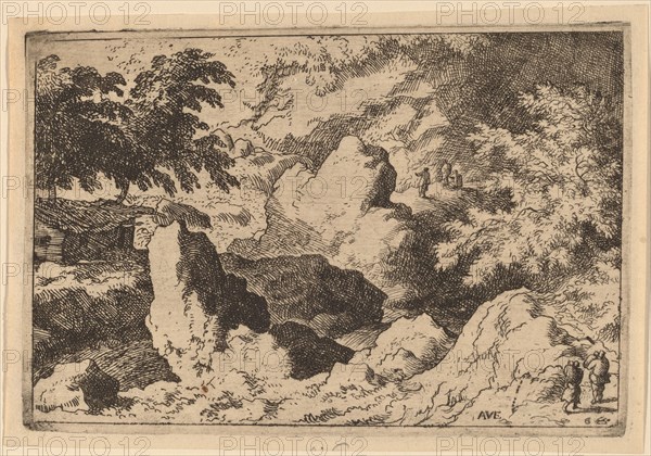 Three Men on a Rock, probably c. 1645/1656. Creator: Allart van Everdingen.