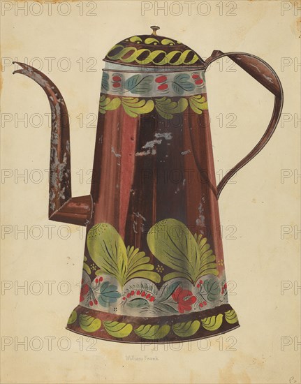 Toleware Tin Coffee Pot, c. 1937. Creator: William Frank.