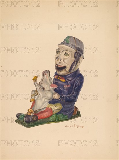 Toy Bank: "Paddy and the Pig", c. 1938. Creator: Sarkis Erganian.