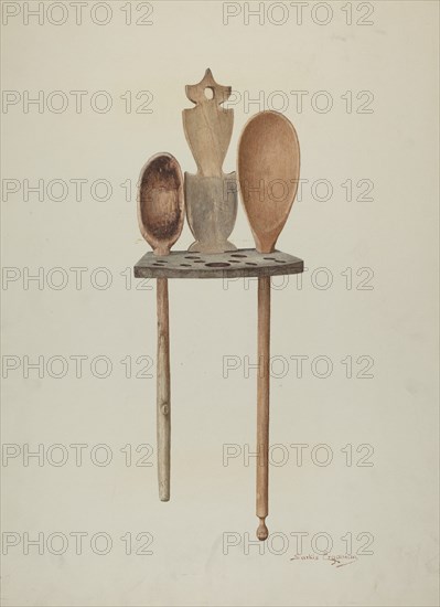 Wooden Spoon Rack, c. 1941. Creator: Sarkis Erganian.